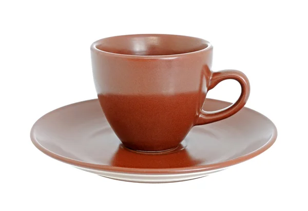 접시와 함께 갈색 컵 — 스톡 사진