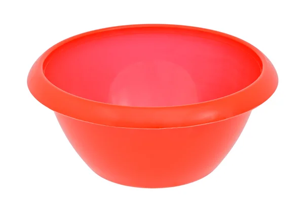 Red plastic bowl — Stock Photo, Image