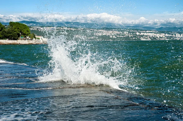 Stock image Wave with splashes breaks about coast