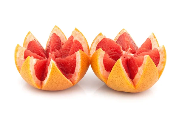 Twee Helften Van Grapefruit Een Witte Achtergrond — Stockfoto