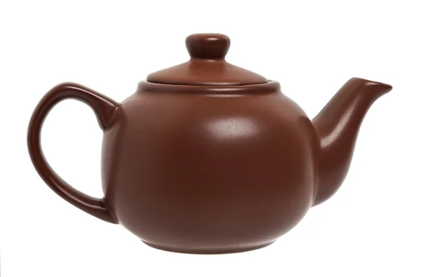 Керамический Чайник Приготовления Чая Изолированы Белом Фоне — стоковое фото