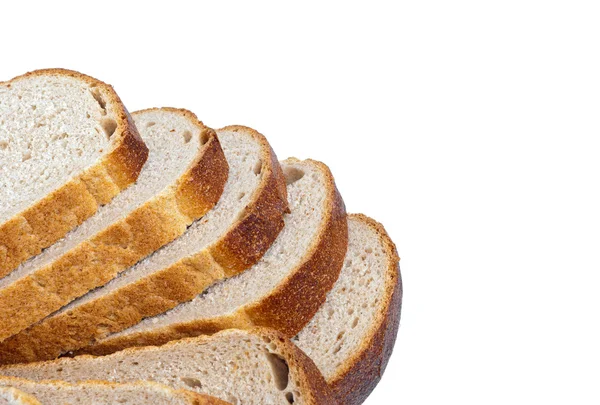 White Loaf Slices Isolated White Background — Stock Photo, Image