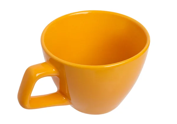 Желтая Чашка Изолированы Белом Фоне — стоковое фото