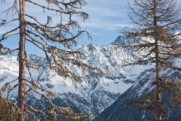 Montagne Sotto Neve Inverno Comprensorio Sciistico Solden Austria — Foto Stock