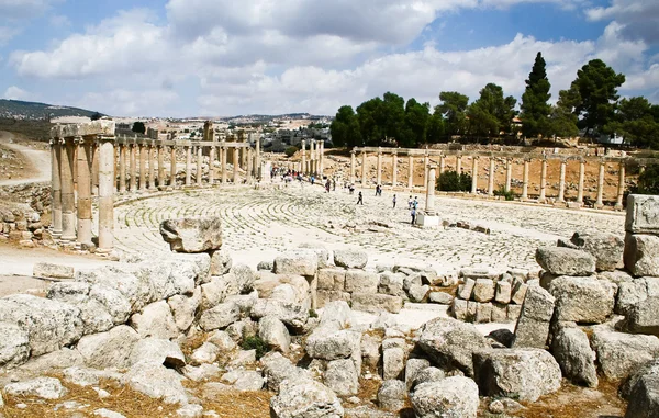 Starověké Džeraš ruiny jordan — Stock fotografie