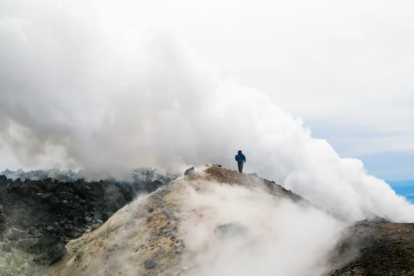 On the top of volcano. Kamchatka — Stock Photo, Image
