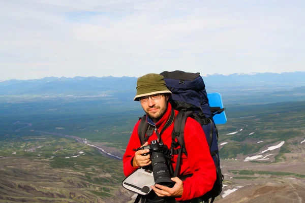 Touristiker-Fotograf. Kamtschatka — Stockfoto