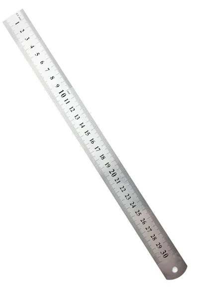 Метрична сталева лінійка, ізольована на білому . — стокове фото
