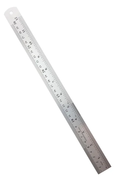 Régua de aço métrica e polegada — Fotografia de Stock
