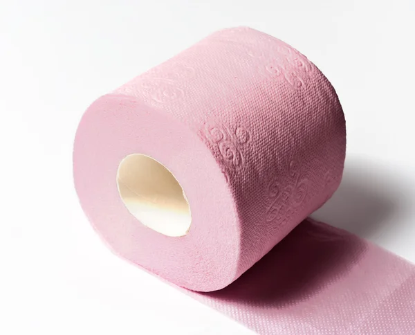 Rosa toalettpapper isolerad på vit — Stockfoto