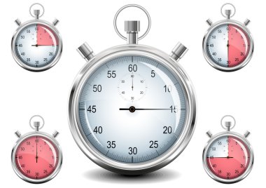 Vector Chrome Stopwatch. clipart