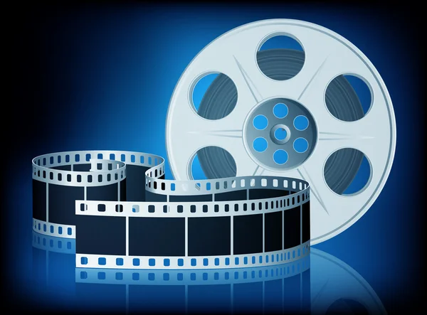 青い背景の映画のためのツイストフィルム ベクトルイラスト Eps10 — ストックベクタ