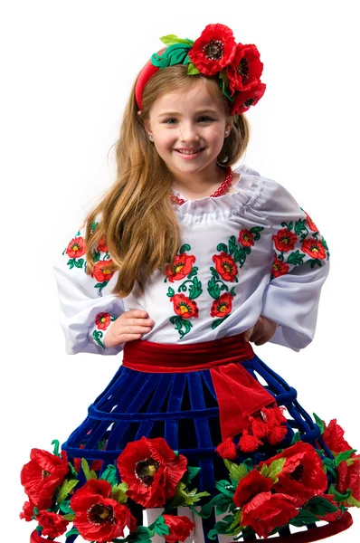 Dziewczyna w sukience krajowych — Zdjęcie stockowe