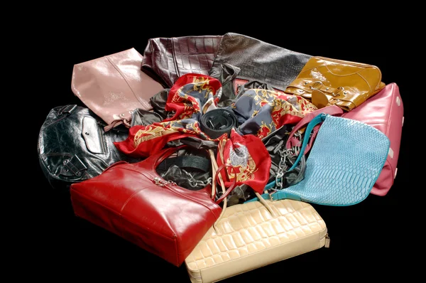 Sets of bags and scarves — Stock Photo, Image