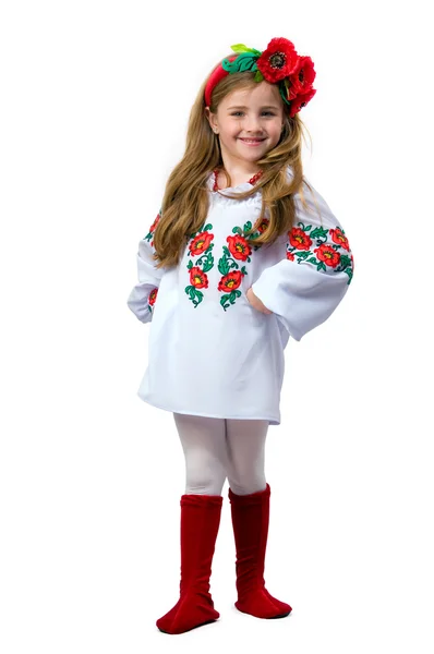 Ulusal elbiseli genç kız — Stok fotoğraf