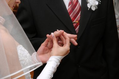 Hands of newlyweds clipart