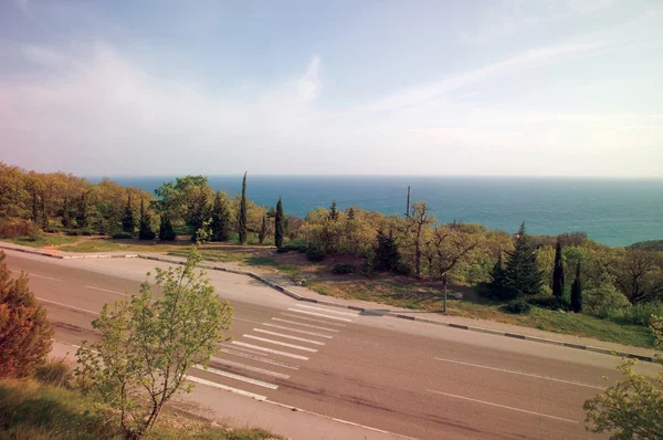 Landschaft Mit Der Straße Gegen Das Meer — Stockfoto