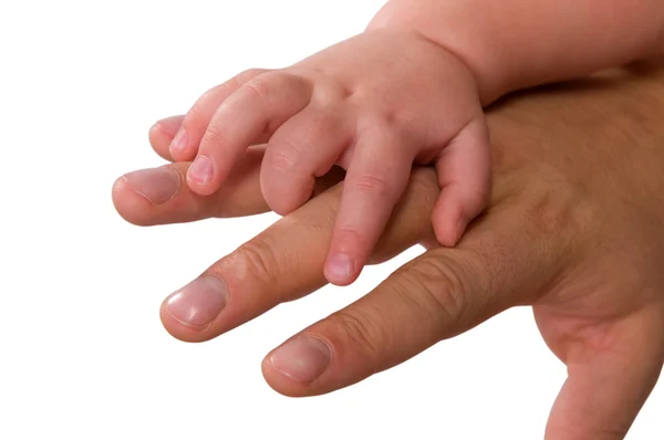 Ruce Muže Malé Dítě Izolované Pozadí — Stock fotografie