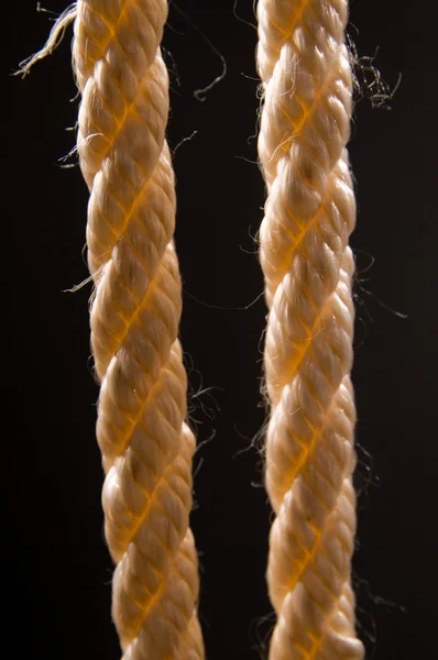 Two Ropes Black Background — Stock Photo, Image