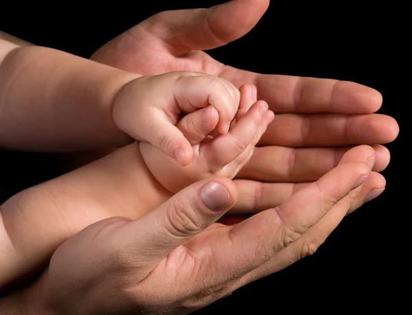 Mãos Homem Uma Criança Pequena — Fotografia de Stock