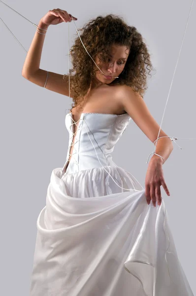 Молодая Женщина Свадебном Платье — стоковое фото