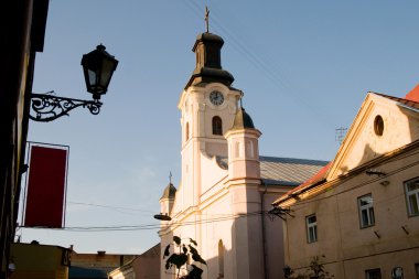 Old clocks city Uzhgorod, Ukraine clipart