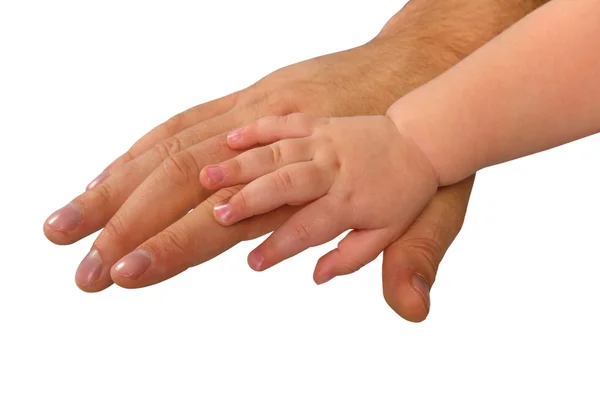 Hände Eines Mannes Und Eines Kleinen Kindes Schneidpfad — Stockfoto