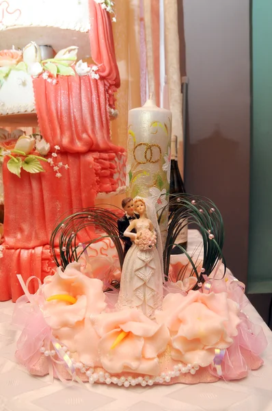 Pastry Cake Pieces Bride Groom — Stock Photo, Image