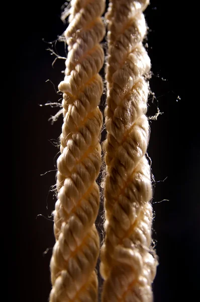 Rope closeup on a black background — Stock Photo, Image