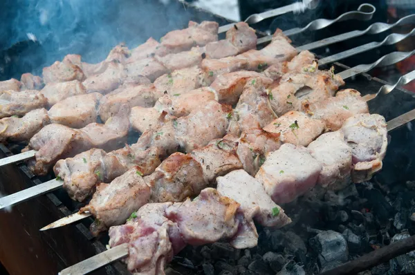 stock image Roasted meat on the fire