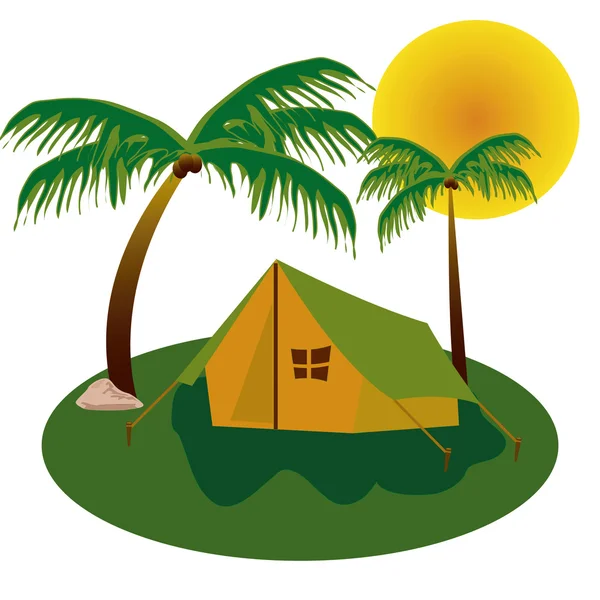 Tent costing under palm — Stock Photo, Image