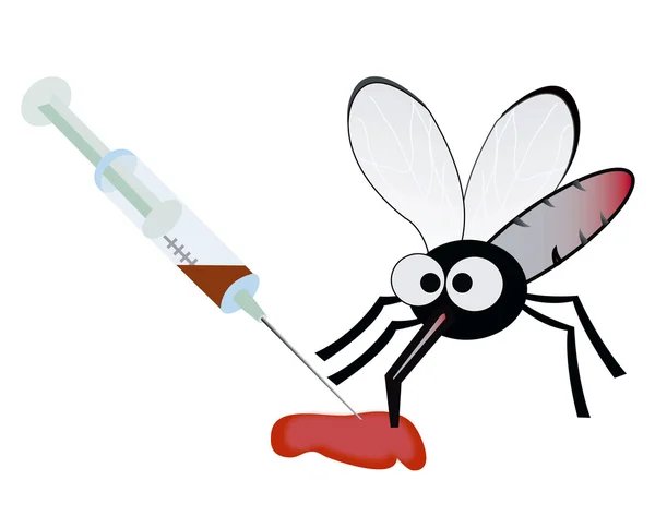 Spritze mit Blut und Mückentrinkerblut — Stockfoto