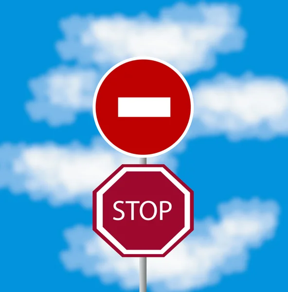 Traffic signs on background sky — Stock Photo, Image