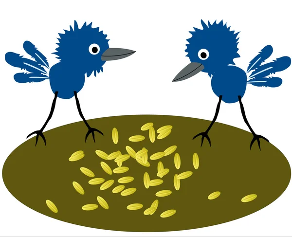 Uccelli beccare grano — Foto Stock