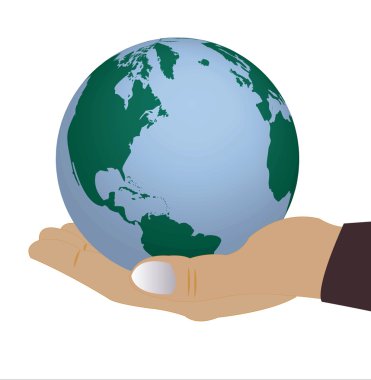 Globe in hand of the person clipart