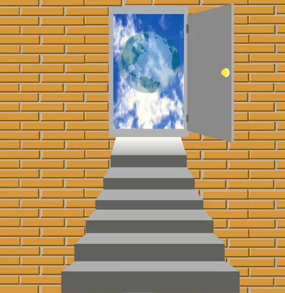 Kapıyı havaya doğru merdiven — Stok fotoğraf