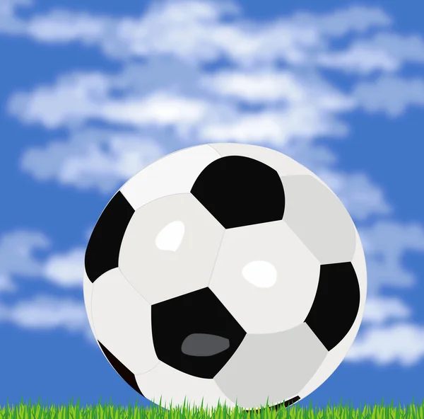 Soccer ball on green herb — Stock Photo, Image