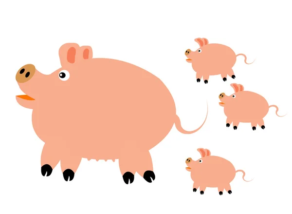 Maiale con maiale piccolo — Vettoriale Stock