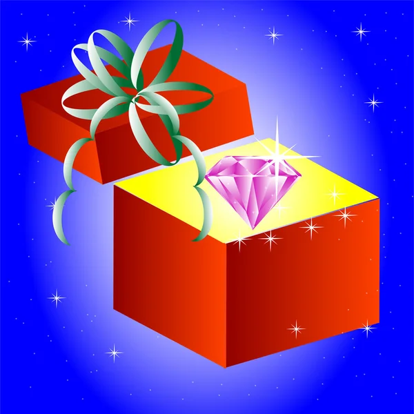 Abrir la caja de regalo con joyas internamente — Vector de stock