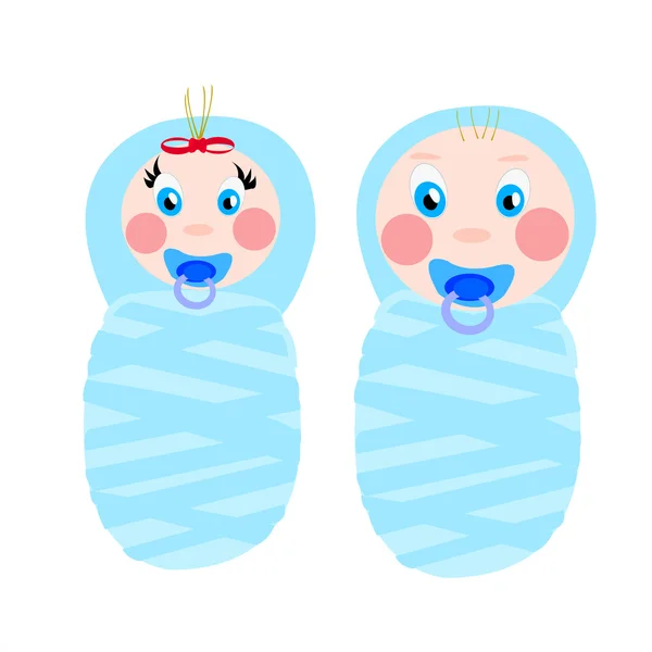 Deux seins enfants garçon et fille — Image vectorielle