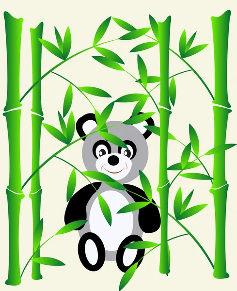 Bamboo and panda bear — Stock Vector