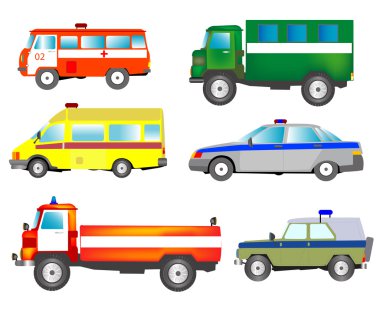 Much cars of the special services clipart