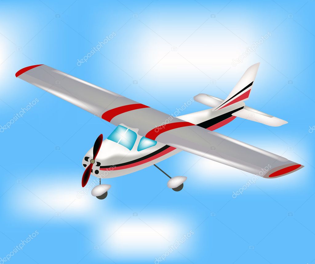 Small plane flying to sky