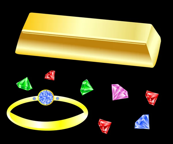 金と宝石 — ストックベクタ