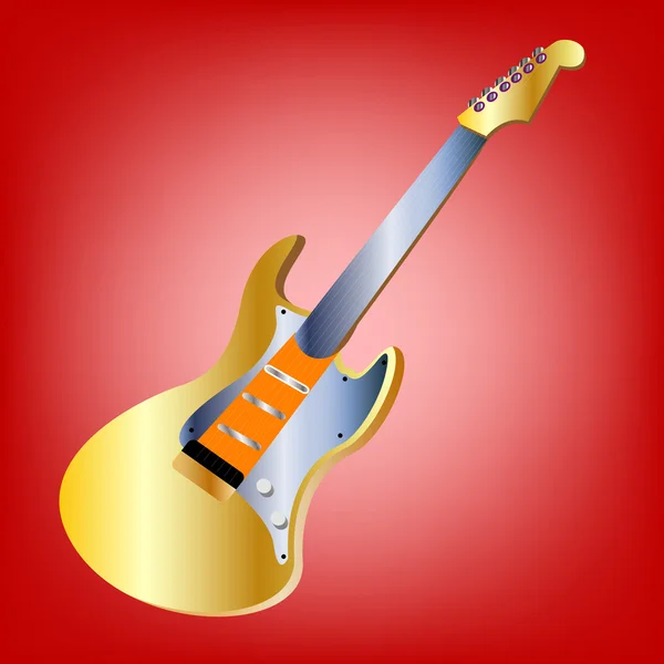 Guitar on red background — Stock Vector