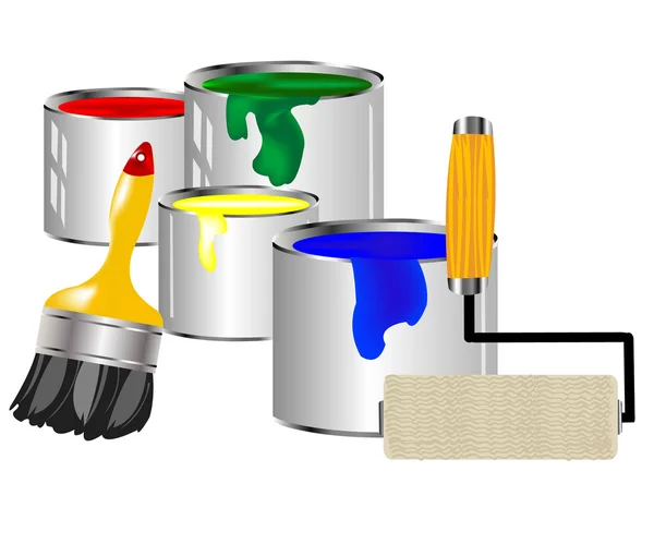 Farby i narzędzi do malowania — Wektor stockowy
