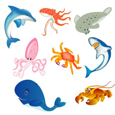 Sea inhabitants clipart