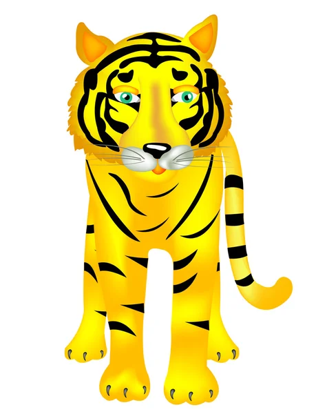 Ilustrace Zvířat Tygr Bílém Pozadí — Stockový vektor