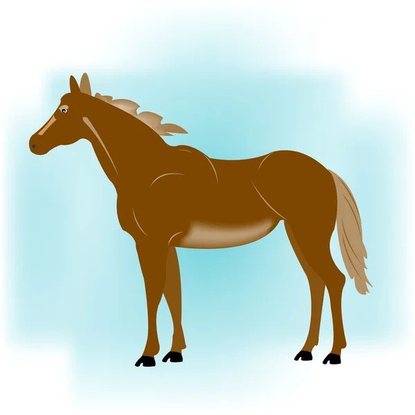 Heimtier Pferd Auf Wiederum Blauem Hintergrund — Stockvektor