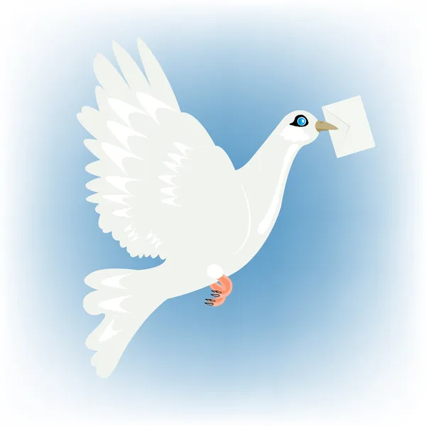 Pigeon voyageur avec lettre en bec — Image vectorielle